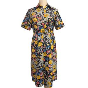 Vintage Handmade Floral Button-Up Short Sleeve Midi Dress, Fundraiser for Sustia